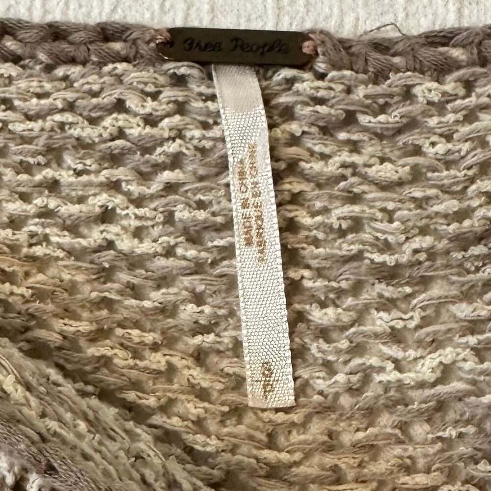 Free People Womens S Haiku Sweater Knit Crochet Trim Beige Ivory Boho - Picture 4 of 8